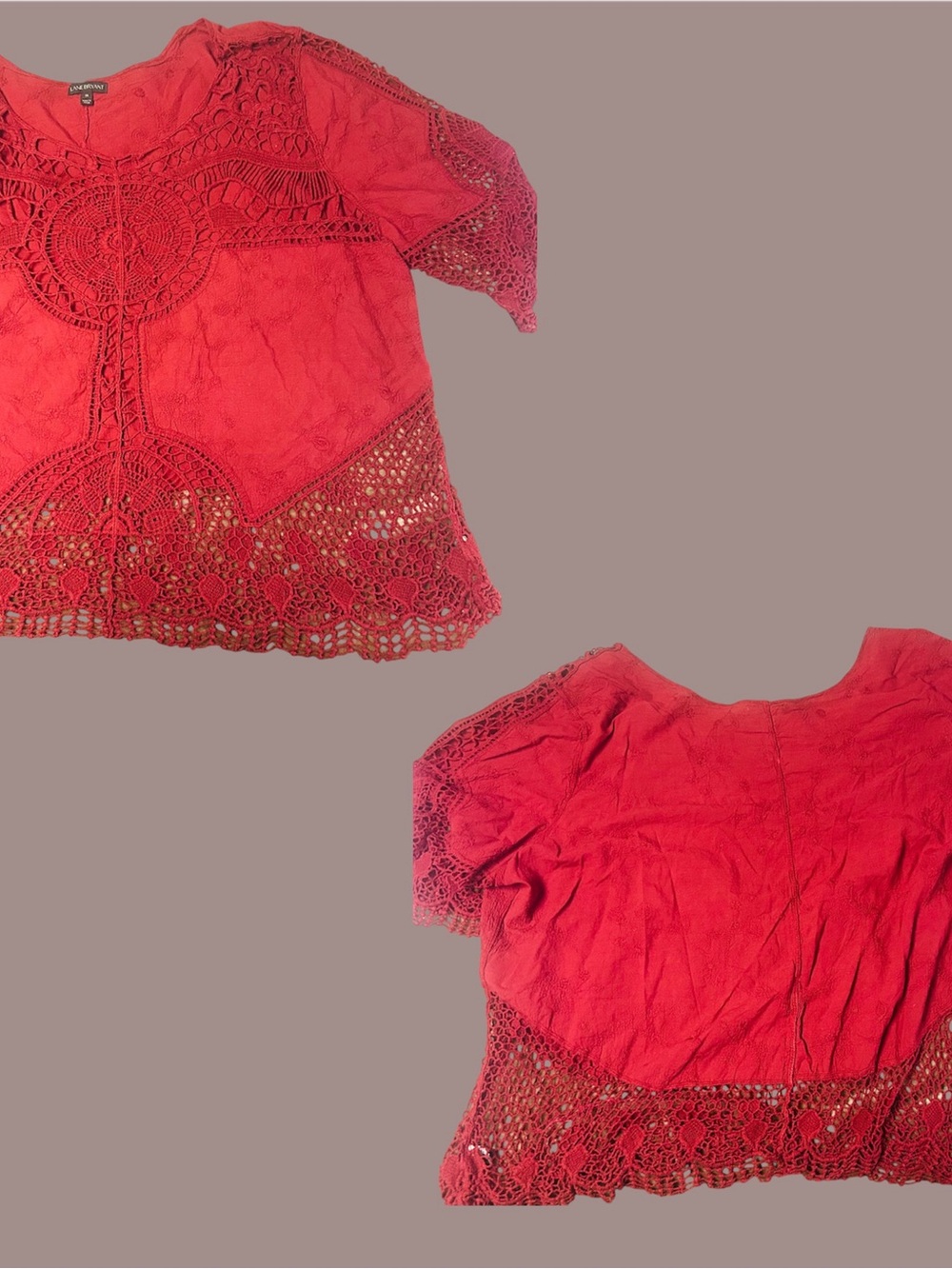Lane Bryant Red Crochet-Trim Blouse size 26